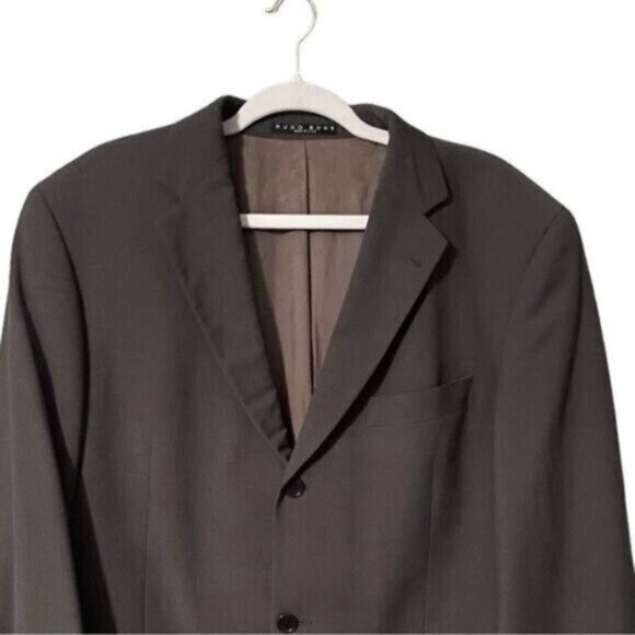 Hugo Boss Wool Stretch Suit Jacket 42L Sports Coat Blazer Grey Formal Career - Picture 3 of 11